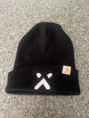 Carhartt Black Beanie with White X Graphic